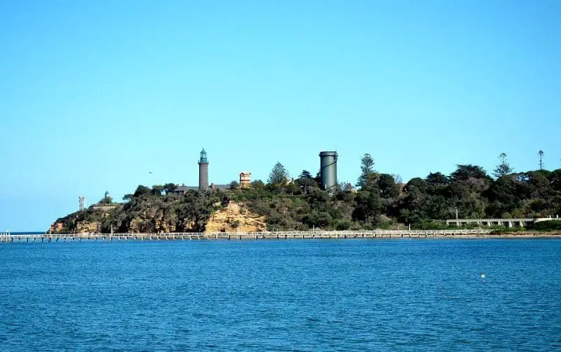 View of the Black Lighthouse from the pier.