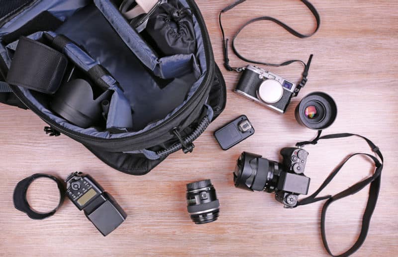 Camera Bag Australia with camera equipment.