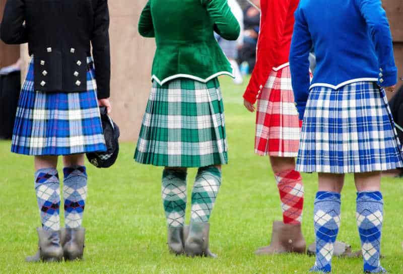 Various tartans and kilts at the Geelong Highland Gathering.