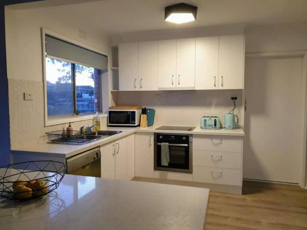 Kitchen at Bell Post Hill Homely Getaway self-contained dog friendly accommodation in Geelong.