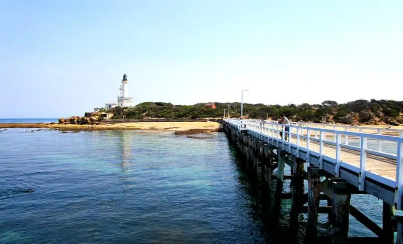 Point Lonsdale Lighthouse and pier on the Bellarine Peninsula.
