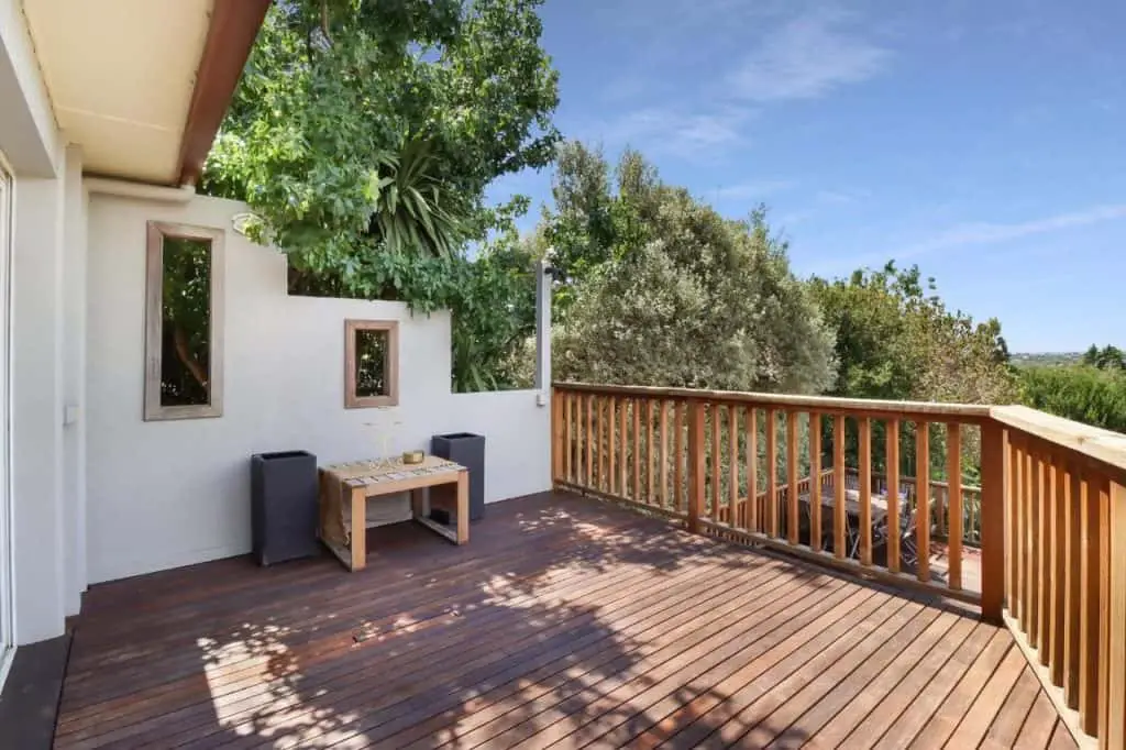 Decking with garden views at Scenic Serenity dog friendly Geelong accommodation.