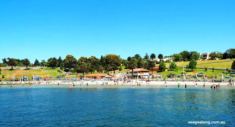 View of Geelong Beach from the promenade.